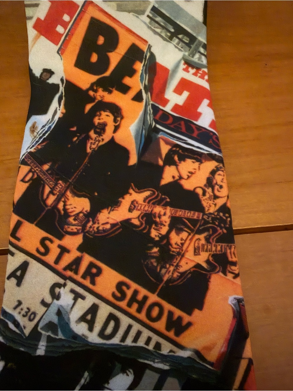 VTG 1996 Ralph Marlin Orange and Black Beatles Anthology II Print Tie
